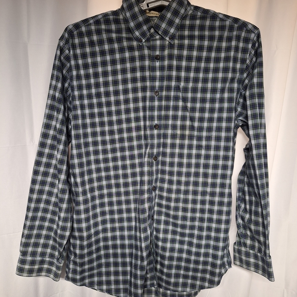 L.L. Bean Men's Navy Plaid Button Down Shirt